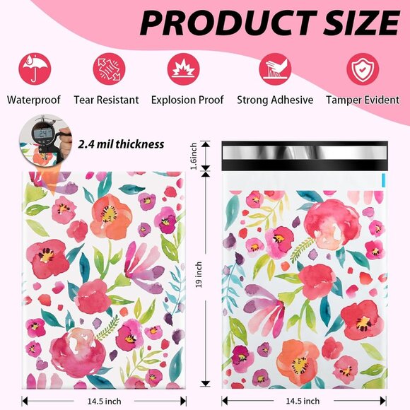 20ct Large 14.5x19 Floral Poly Mailers - Picture 2 of 5